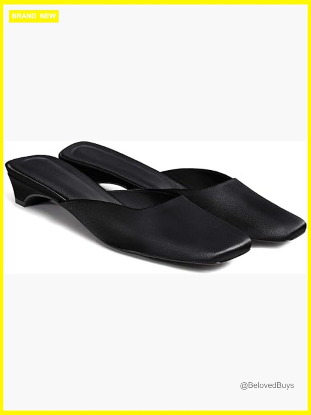 Women's Low Kitten Heel Square Toe Slip On Backless Mules Shoes